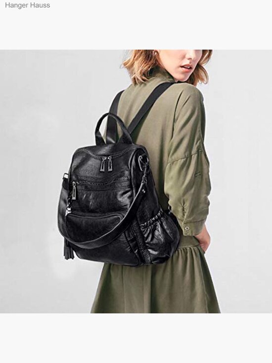 Vegan Leather Convertible Backpack Purse Travel Shoulder Bag Tassel main image 4